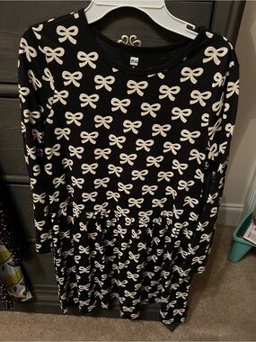 Tea collection Petite Ruban bow girls 16 long sleeve skirted dress black w bows